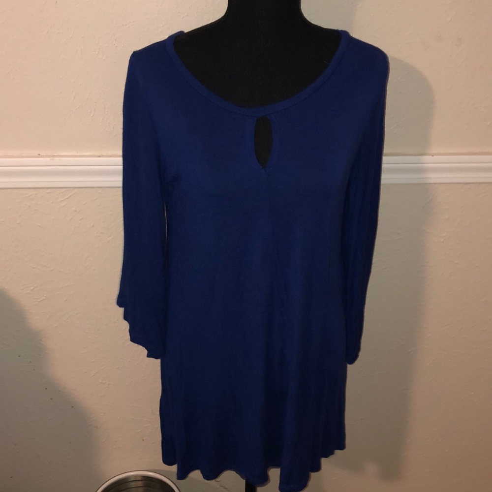 Dark a blue knee length Dress Long Sleeve Breathable